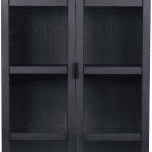 Vitrineskab Rowico Everett FSC-eg med glaslåger, sort metalbase H195ÃB95ÃD41 cm
